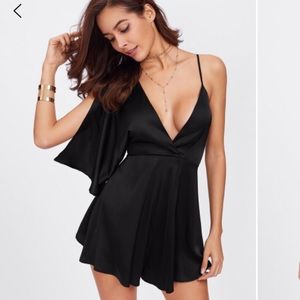 Split one Shoulder wrap cami Romper